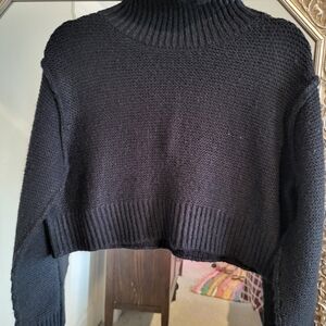 Elodie Black Cropped Turtleneck Sweater